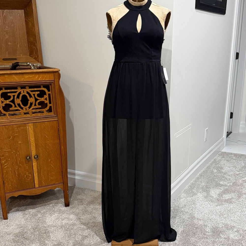 Lulu's Black Sheer Maxi Dress